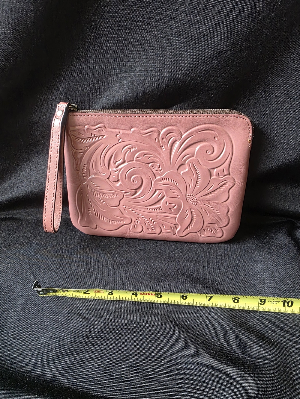 Patricia Nash Mauve Floral Embossed Wristlet Clutch